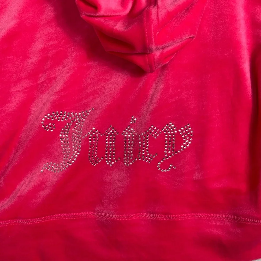 Juicy Couture Tracksuit Women L Pink Y2K Rhinestone Velour Hoodie Pants - Picture 6 of 15